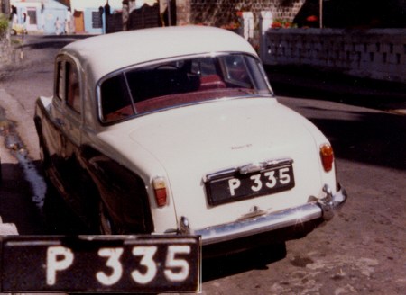 St. Kitts & Nevis went on to P and numbers, when it had exhausted its original CN prefix (Christopher & Nevis)   1980 picture by Vic Brumby on St. Kitts.