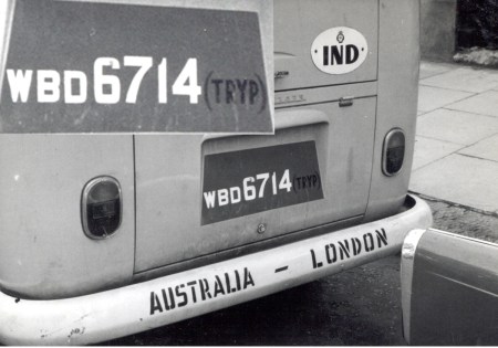 WBD 6714 - VW Kombi overlander in 1960s London, with an unexplained plate type.