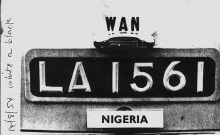 LA 1561 is an early 1950s Lagos registration, shot by member Reg Wilson in Britain in 1954. Rover 60. Wilson archive