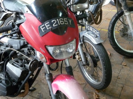 Examples of motorbike front plate mounting positions.    Brumby archive