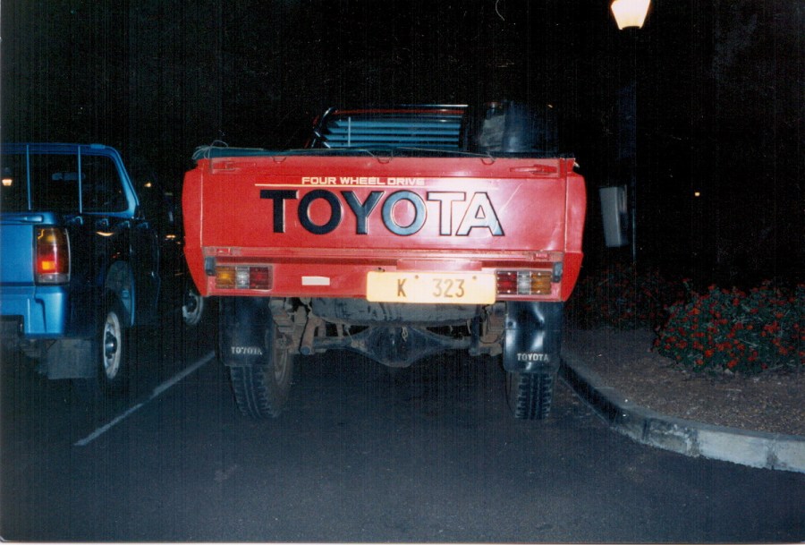 For a fee, or if you know Someone, It is possible to request an old registration to be re-issued; this Toyota pick-up is seen in South Africa in the 1980s. K had been the first letter used in Lusaka, in the late 1920s and early '30s. Nirther the font nor the colours are correct for the earlier period, however. Brumby archive.