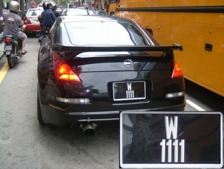 W 1111  --   a former Province Wellesley mark from the 1950s, somehow re-born on a 2012 car....     VB archive