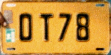 An early Dealer/On Test plate seen in Nassau in 1986.      Brumby archive 1986