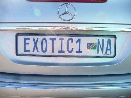 EXOTIC 1 NA, the first-noted Namibian vanity plate.